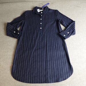 Sleepy Jones Shirt Large Blue Popover 100% Wool Elsa Tunic NEW